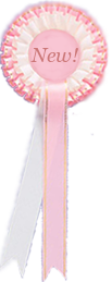 A pink rosette bearing the legend: New!