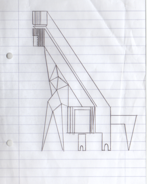 Two diplodocuses engaged in coitus in a geometric style.